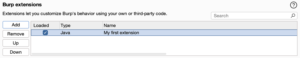 First extension set extension name