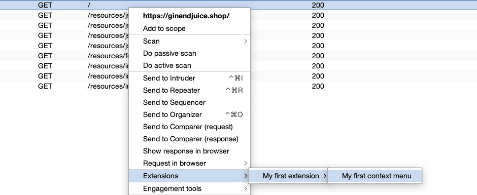 First extension add context menu item